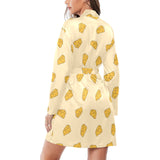 Cheese pattern Women's Long Sleeve Belted Night Robe