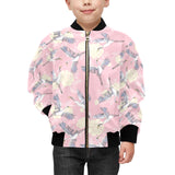 Japanese crane rose pattern Kids' Boys' Girls' Bomber Jacket