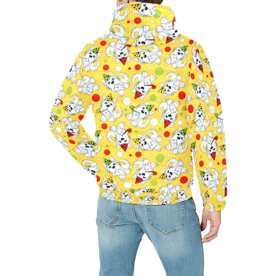 Yorkshire Terrier Pattern Print Design 05 Men's Padded Hooded Jacket