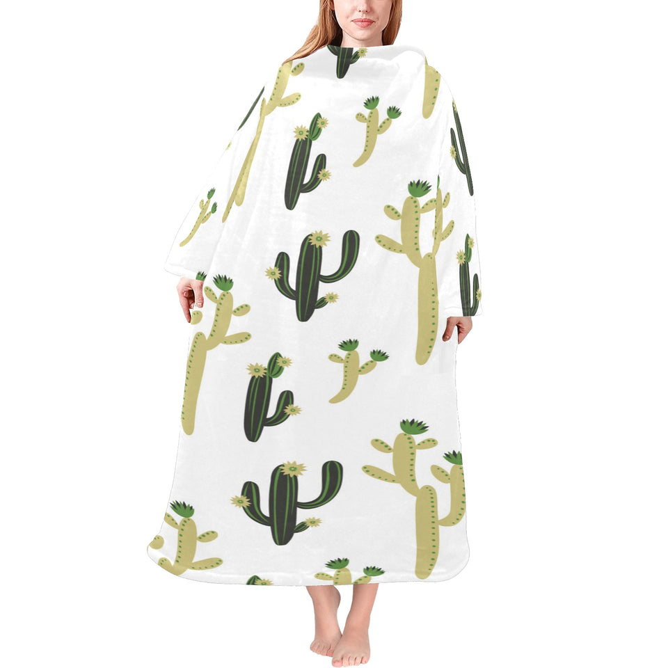 Cute cactus pattern Blanket Robe with Sleeves