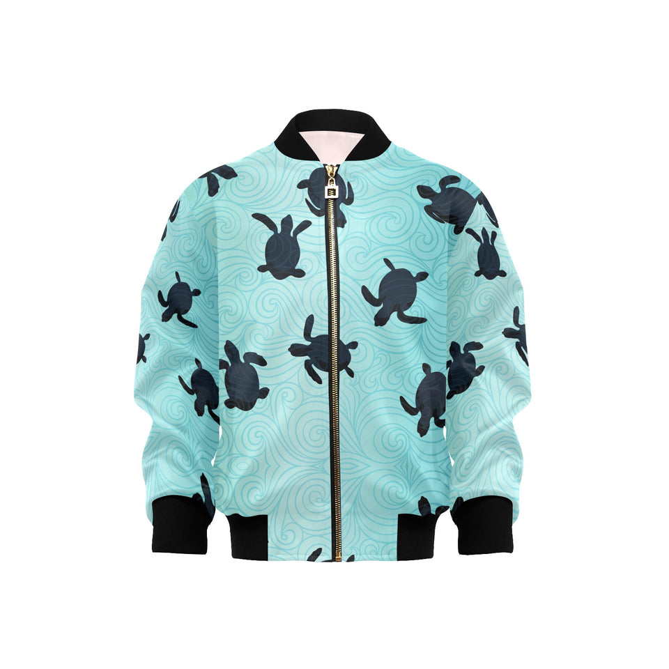 Sea turtle with blue ocean backgroud Kids' Boys' Girls' Bomber Jacket