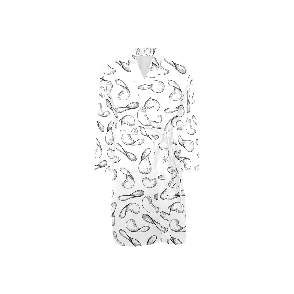 Potato Chips Pattern Print Design 04 Men's Long Sleeve Belted Night Robe