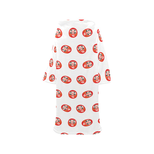 Daruma japanese wooden doll pattern Blanket Robe with Sleeves