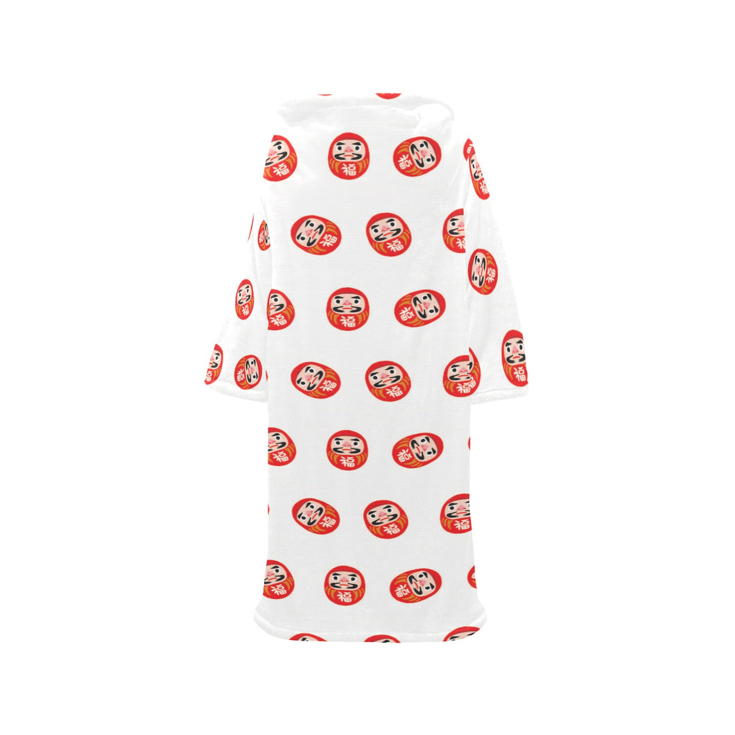 Daruma japanese wooden doll pattern Blanket Robe with Sleeves