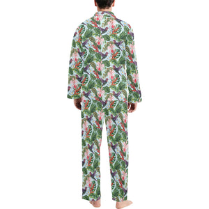 Hummingbird Pattern Print Design 05 Men's Long Pajama Set