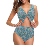 Squirrel Pattern Print Design 01 Chest Bowknot High Waisted Bikini Swimsuit