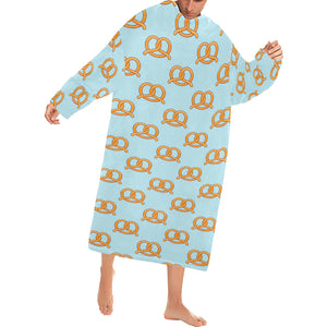 Pretzels Pattern Print Design 03 Blanket Robe with Sleeves