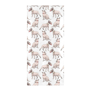 Bull Terrier Pattern Print Design 04 Beach Towel