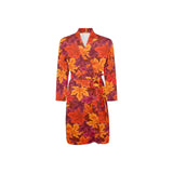 Autumn maple leaf pattern Men's Long Sleeve Belted Night Robe