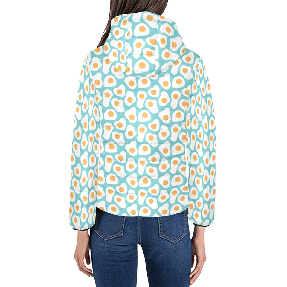 Fried Eggs Pattern Print Design 04 Women's Padded Hooded Jacket