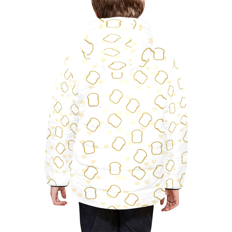 Bread Toast Pattern Print Design 01 Kids' Boys' Girls' Padded Hooded Jacket