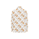 Cute corgi heart star bone pattern Women's Long Sleeve Polo Shirt