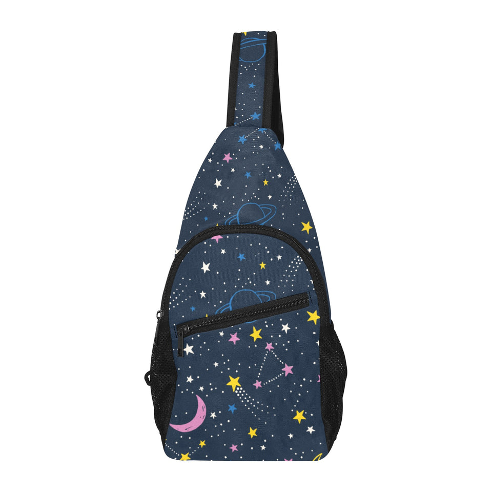 space pattern with planets, comets, constellations All Over Print Chest Bag