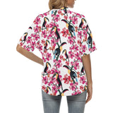 Toucan flower design pattern Women's All Over Print Hawaiian Shirt
