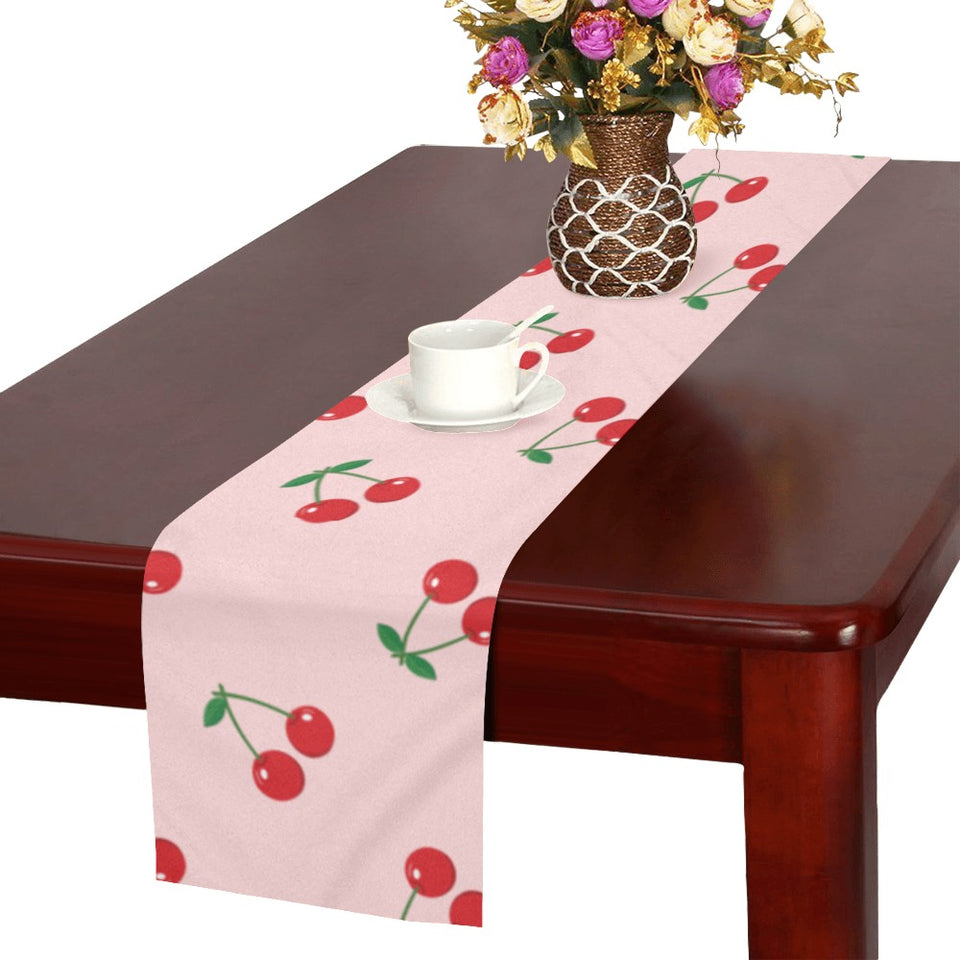 cherry pattern pink background Table Runner