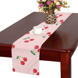 cherry pattern pink background Table Runner