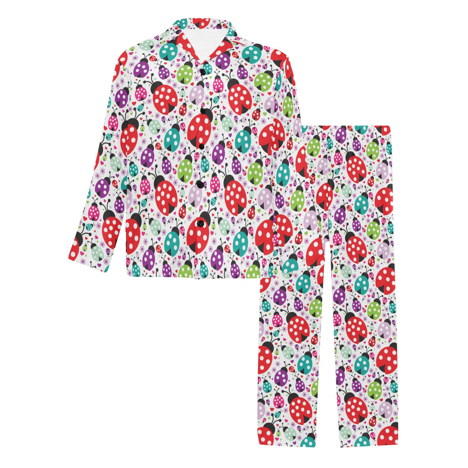 Ladybug Pattern Print Design 03 Men's Long Pajama Set