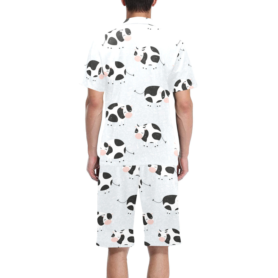 Cute cows pattern Men's V-Neck Short Pajama Set