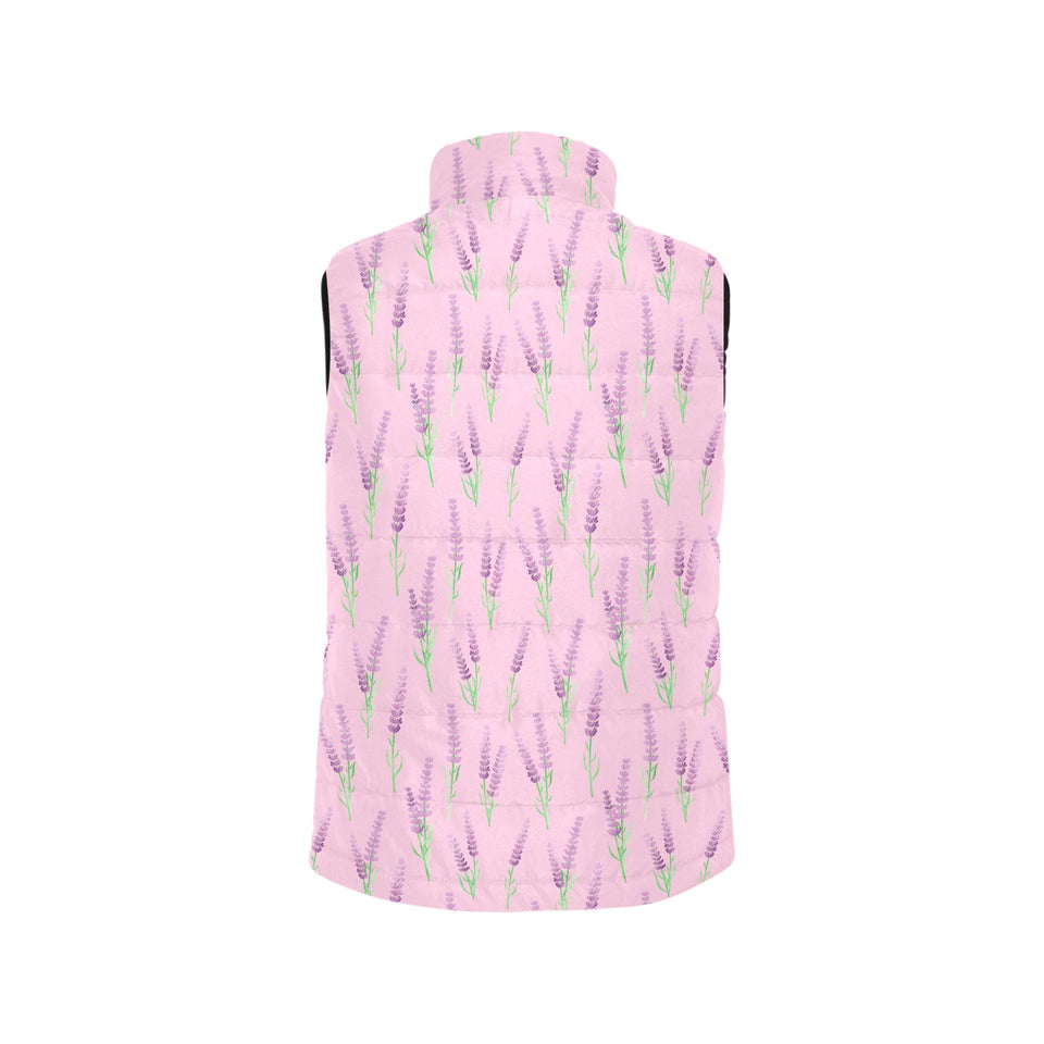 Lavender pattern pink background Women's Padded Vest
