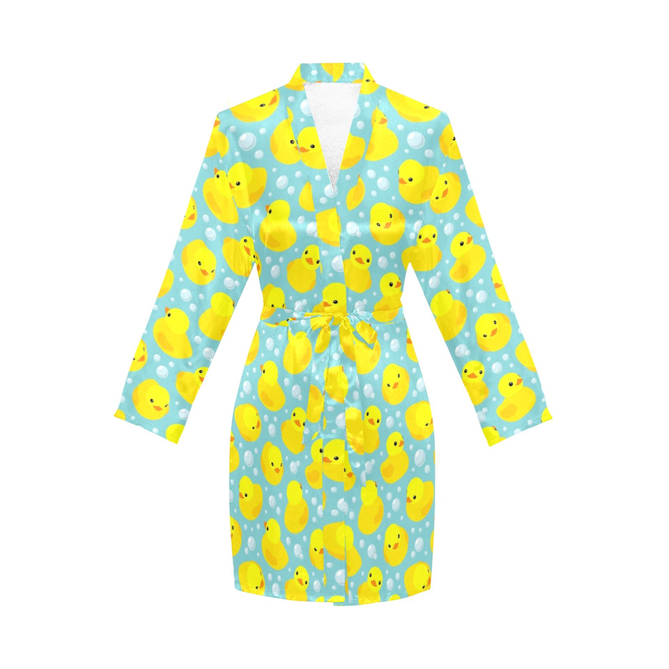 Duck Pattern Print Design 03 Women's Long Sleeve Belted Night Robe