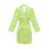 Duck Pattern Print Design 03 Women's Long Sleeve Belted Night Robe