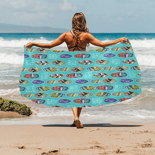 Surfboard Pattern Print Design 05 Beach Towel