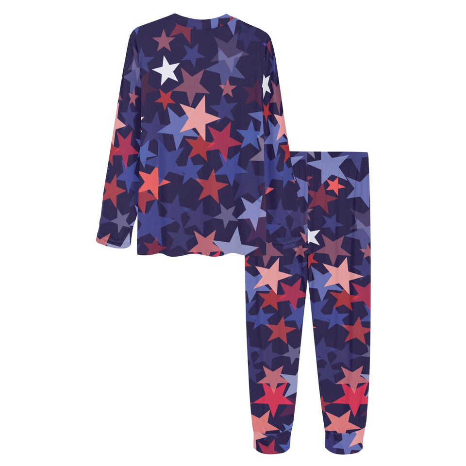Red blue star pattern Women's All Over Print Pajama Set