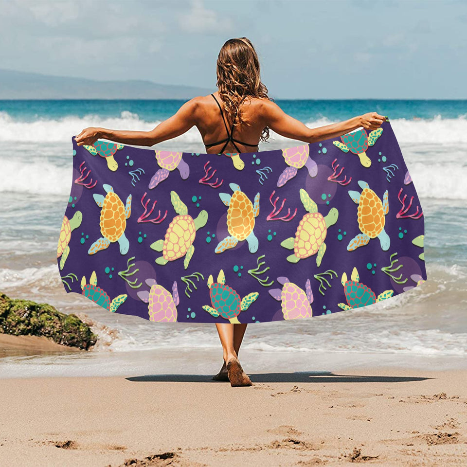 Colorful sea turtle pattern Beach Towel