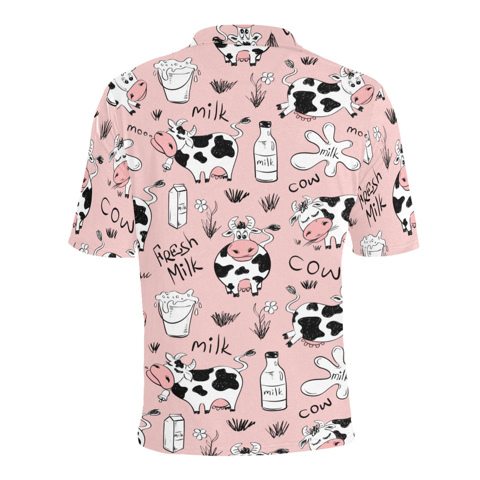 Cows milk product pink background Men's All Over Print Polo Shirt