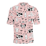 Cows milk product pink background Men's All Over Print Polo Shirt