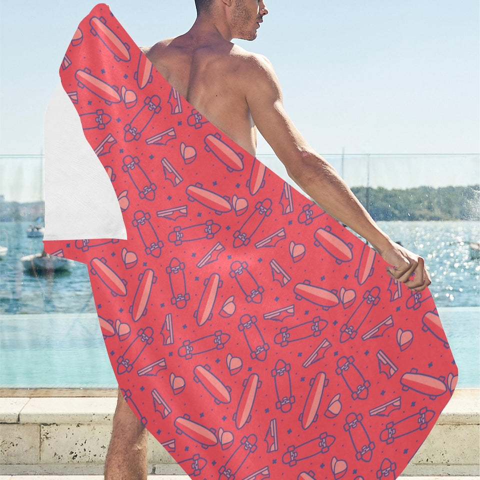 Skate Board Pattern Print Design 01 Beach Towel