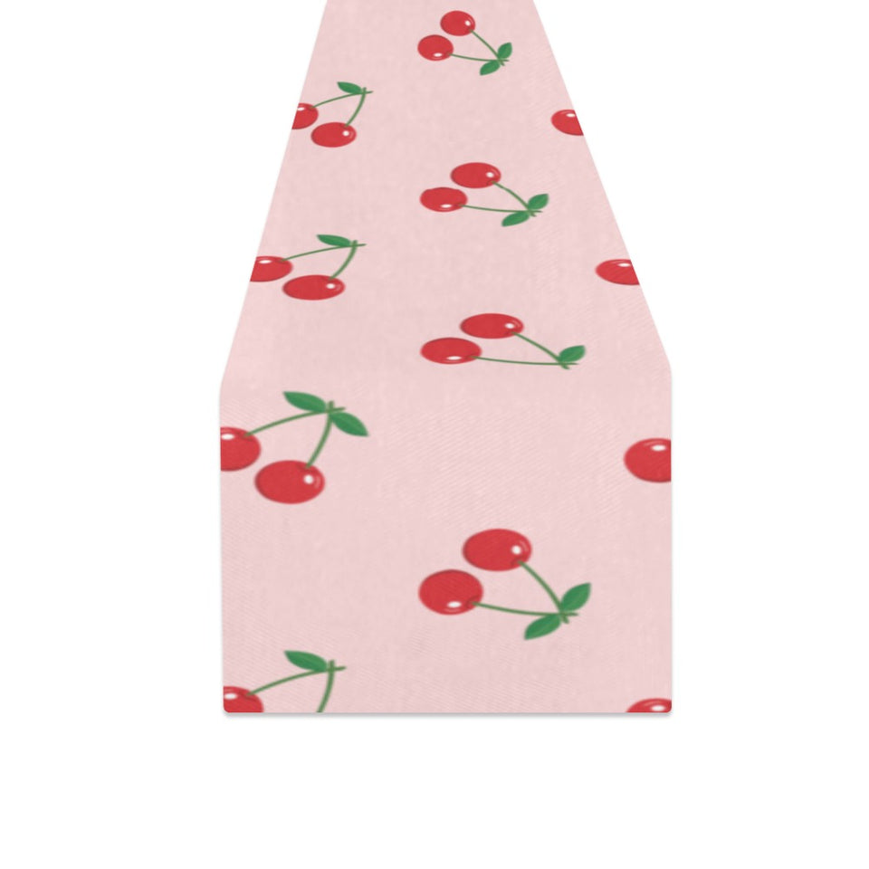 cherry pattern pink background Table Runner