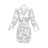 Rabbit cloud Pattern Women's Long Sleeve Belted Night Robe
