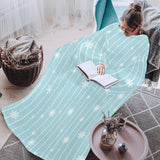 Snowflake pattern blue stripe background Blanket Robe with Sleeves
