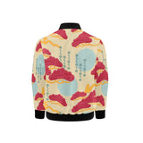 Red Bonsai gray sun japanese pattern Kids' Boys' Girls' Bomber Jacket