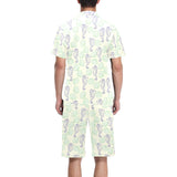 Seahorse shell pattern Men's V-Neck Short Pajama Set
