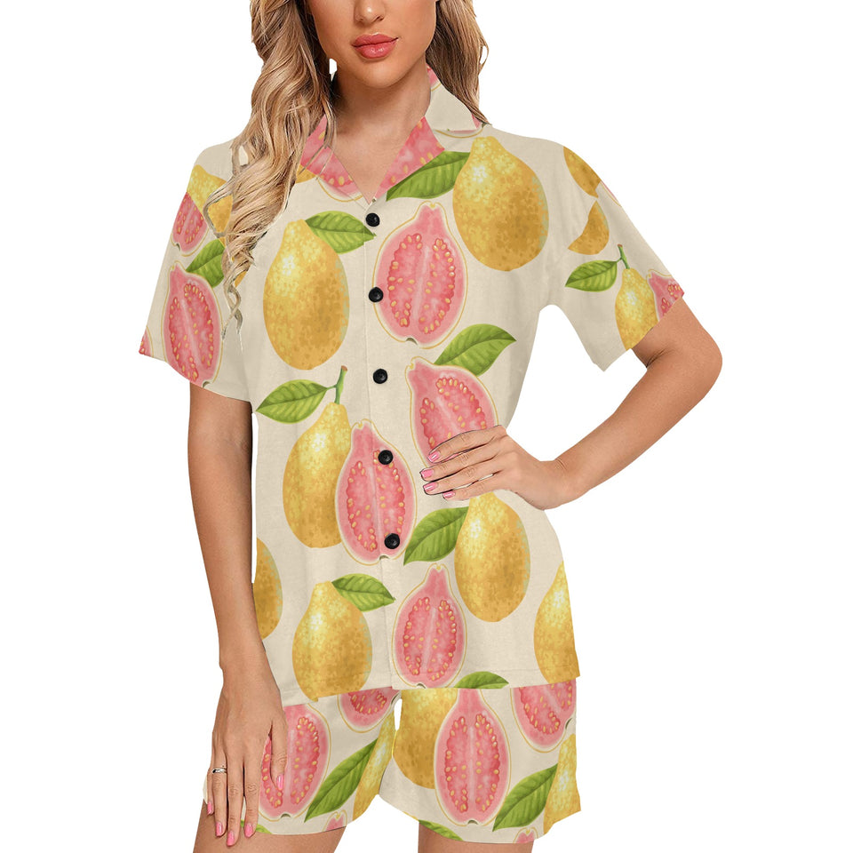Beautiful guava pattern Women's V-Neck Short Pajama Set