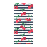 Hand drawn cherry pattern striped background Beach Towel