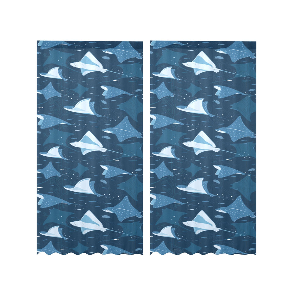 Stingray Pattern Print Design 04 Gauze Curtain