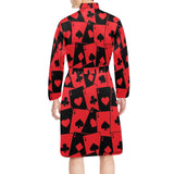 Casino Cards Suits Pattern Print Design 02 Men's Long Sleeve Belted Night Robe