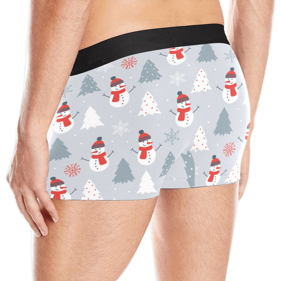 Snowman christmas  tree snow gray background Men's All Over Print Boxer Briefs Men's Underwear