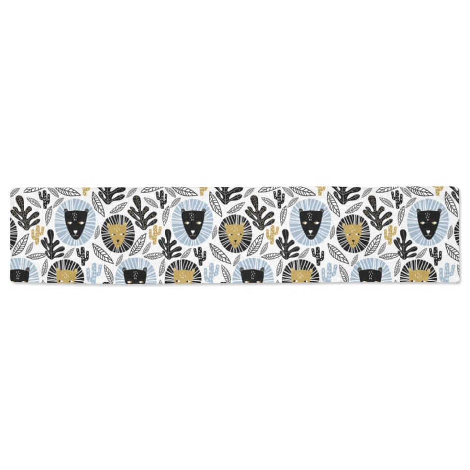 Lion Pattern Print Design 05 Table Runner