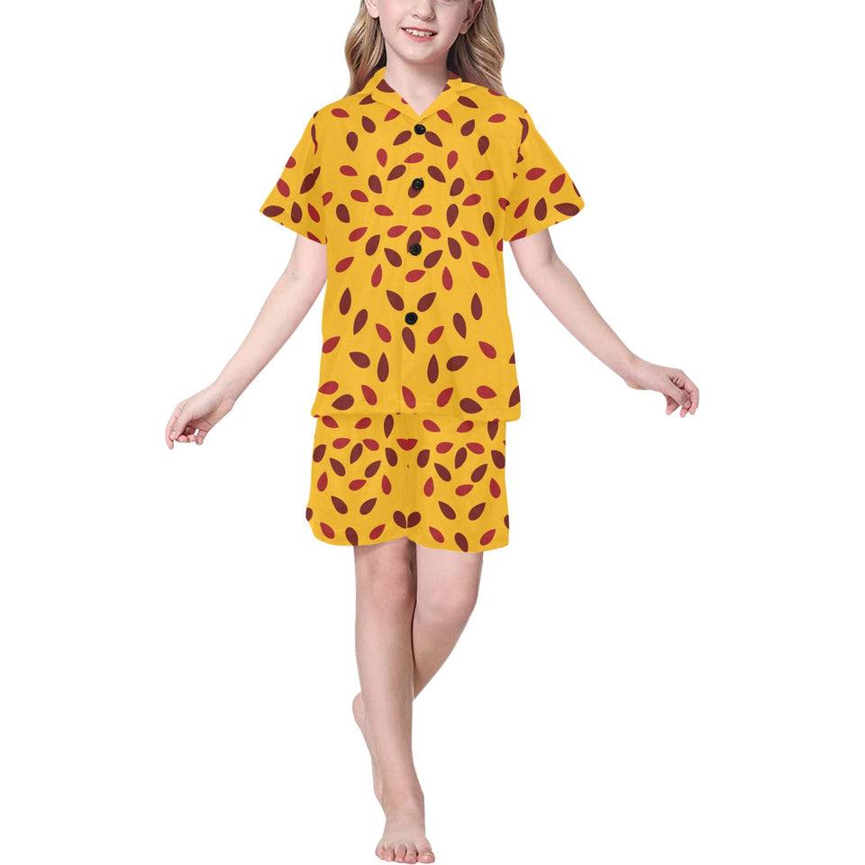 Passion fruit texture Kids' Boys' Girls' V-Neck Short Pajama Set