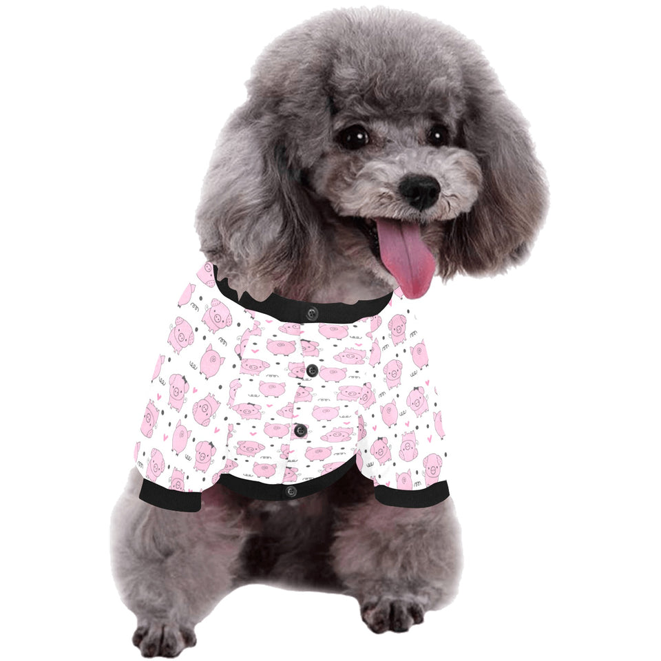 Pig Pattern Print Design 03 All Over Print Pet Dog Round Neck Fuzzy Shirt