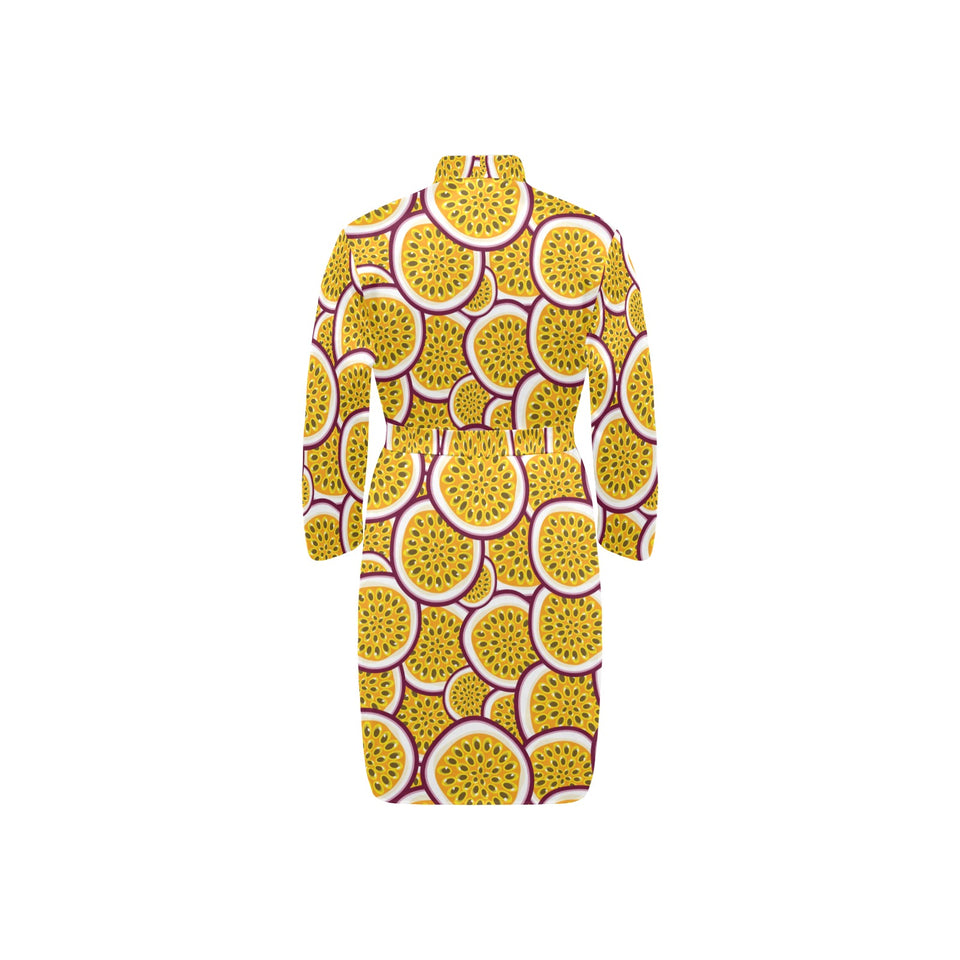 Passion fruits slice pattern Men's Long Sleeve Belted Night Robe