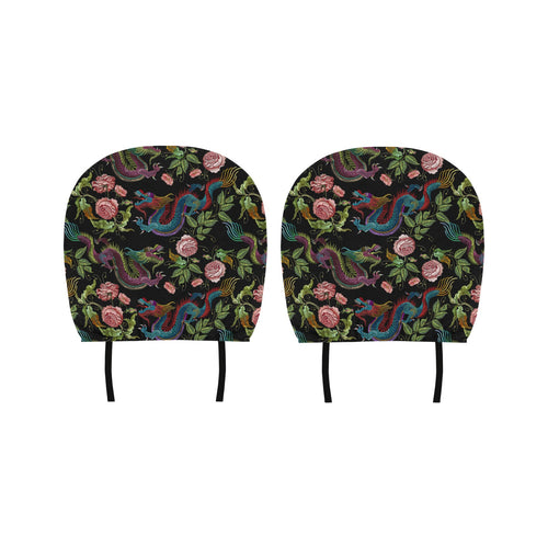 Dragons flower pattern Car Headrest Cover