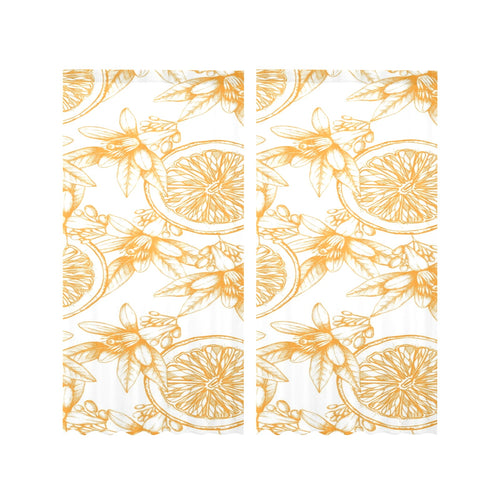 hand drawn orange fruit pattern Gauze Curtain