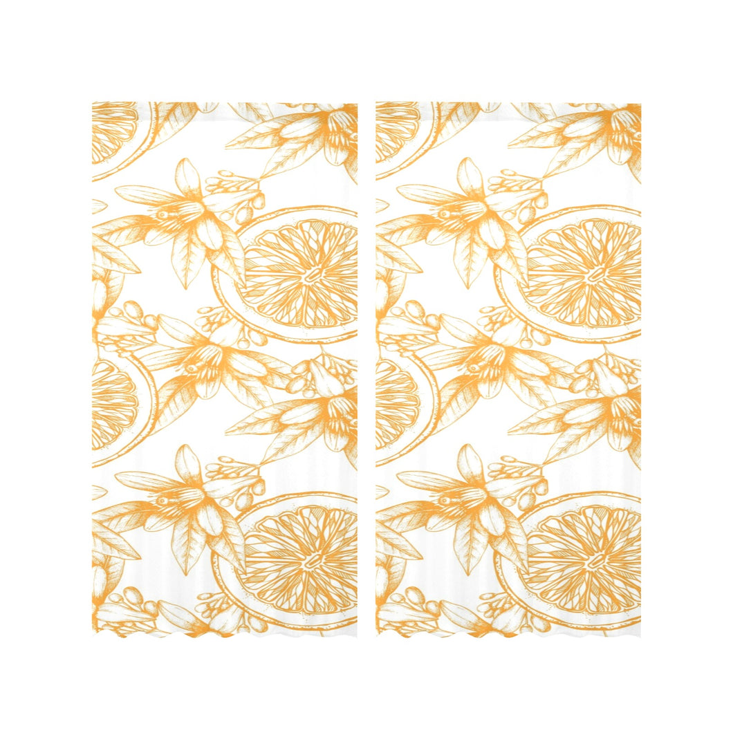hand drawn orange fruit pattern Gauze Curtain