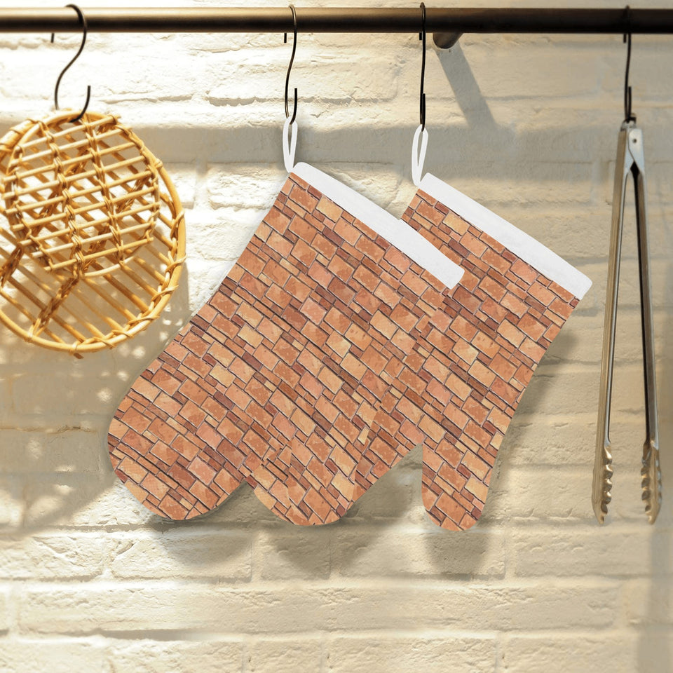 Brick Printed Pattern Print Design 04 Heat Resistant Oven Mitts