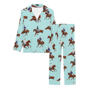 Horses running horses rider pattern Women's Long Pajama Set